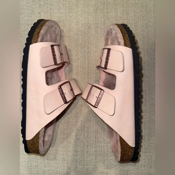 Birkenstock Microfiber Shearling Sandal - Desert Dust Rose - Picture 7 of 8